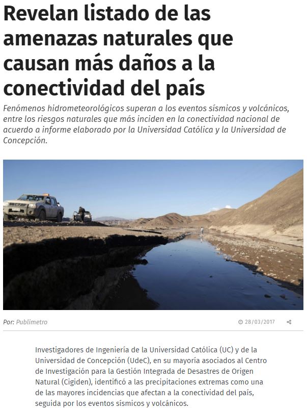 Revelan listado de las amenazas naturales que causan más daños a la conectividad del país
