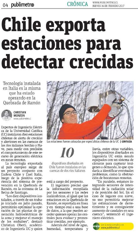 Chile exporta estaciones para detectar crecidas