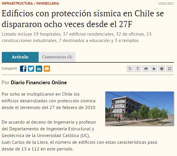 Edificios con protección sísmica en Chile se dispararon ocho veces desde el 27F