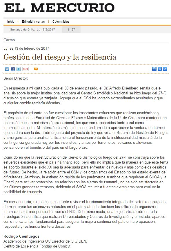 Gestión del riesgo y la resiliencia