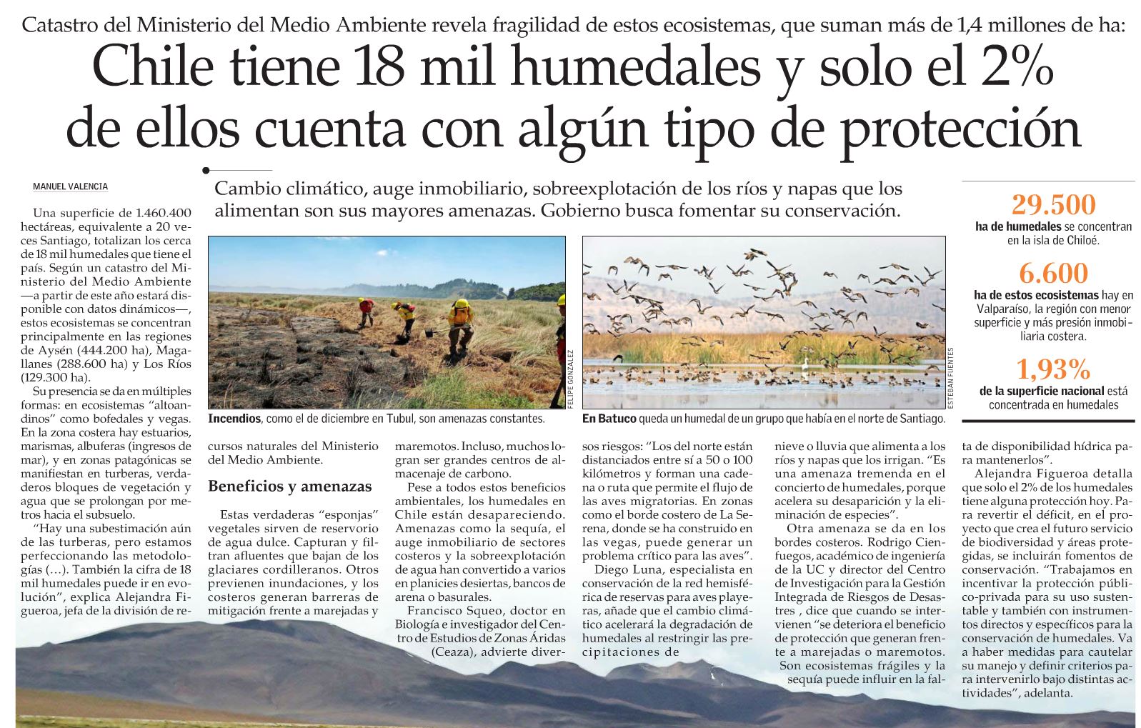 Chile tiene 18 mil humedales y solo el 2% de ellos cuenta con algún tipo de protección