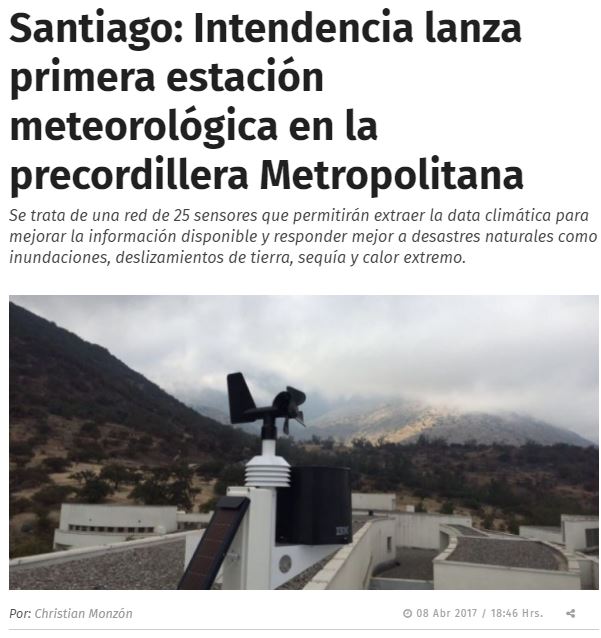 Santiago: Intendencia lanza primera estación meteorológica en la precordillera Metropolitana