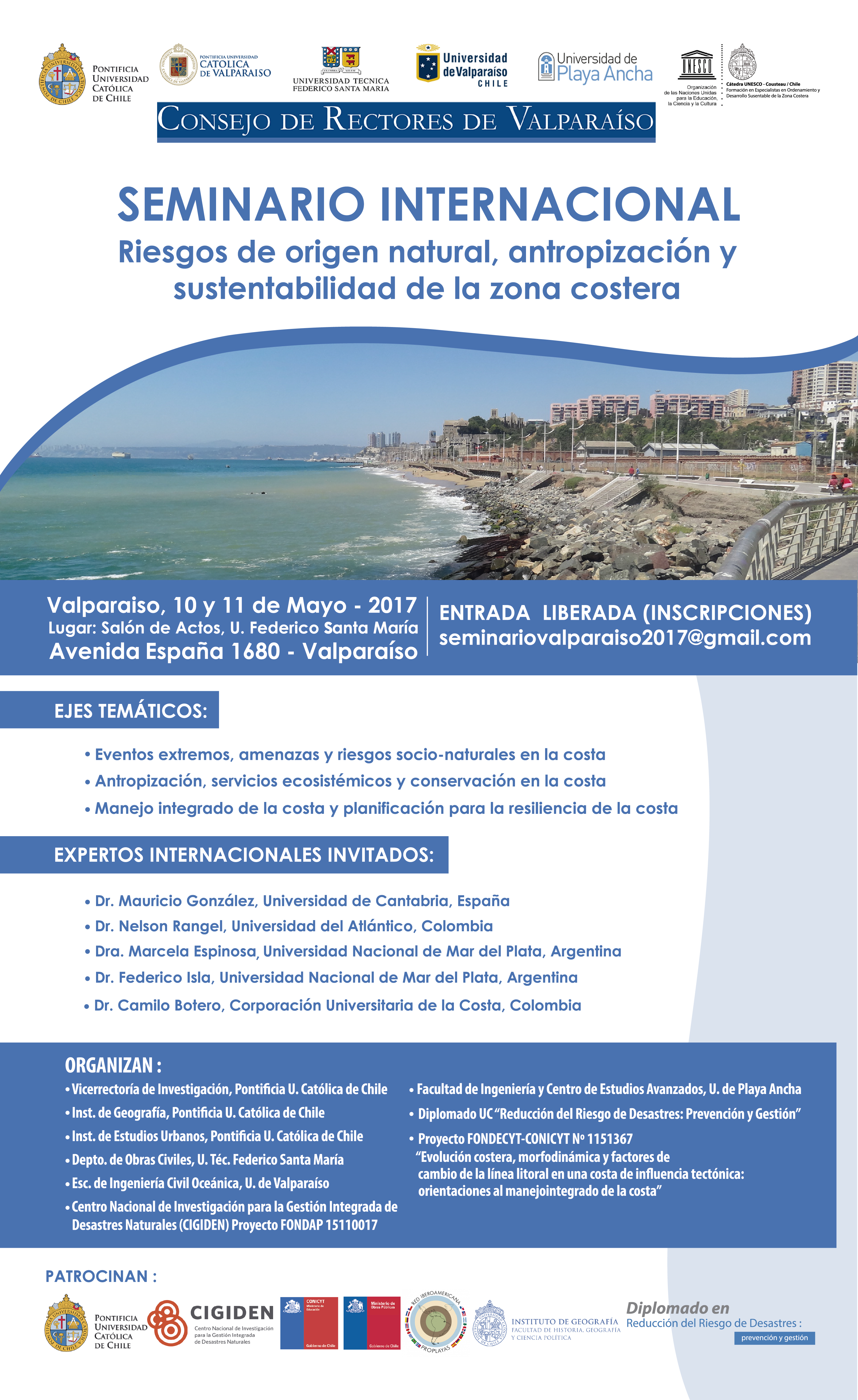 Seminario Riesgos de origen natural, antropización y sustentabilidad de la zona costera