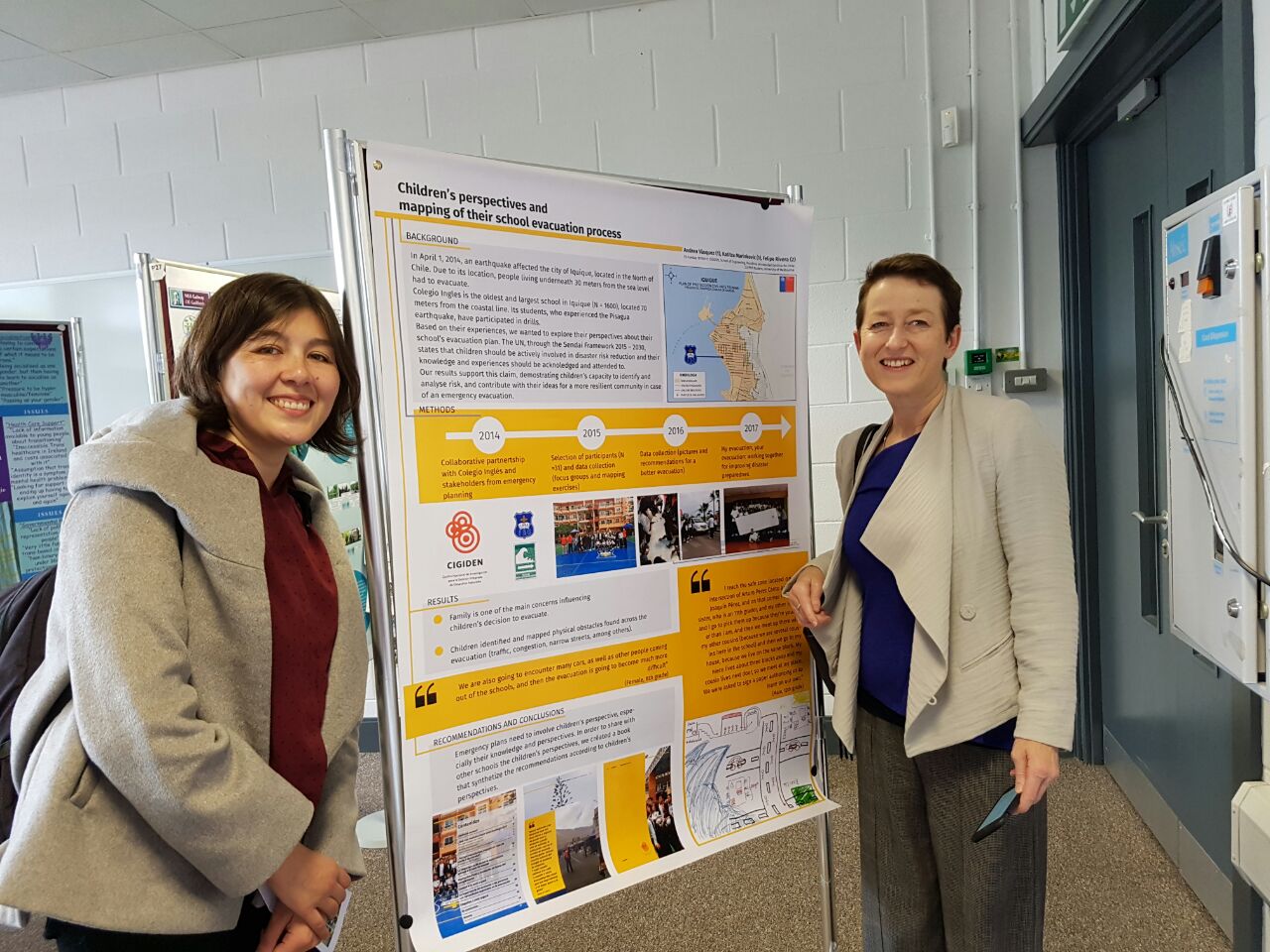 Andrea Vásquez presentó en Escocia investigación sobre el rol de los niños en la preparación ante desastres