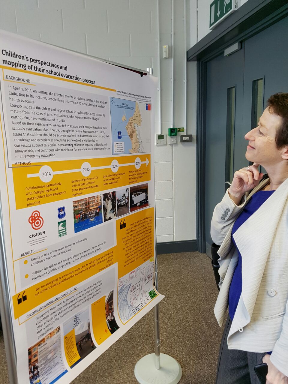 Andrea Vásquez presentó en Escocia investigación sobre el rol de los niños en la preparación ante desastres