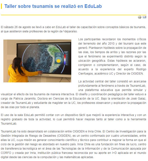 Taller sobre tsunamis se realizó en EduLab