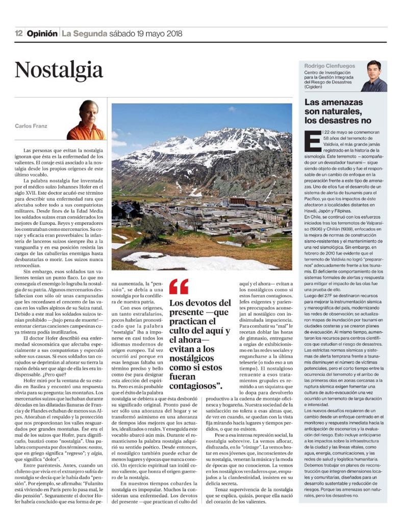Columna de opinión: Rodrigo Cienfuegos en La Segunda