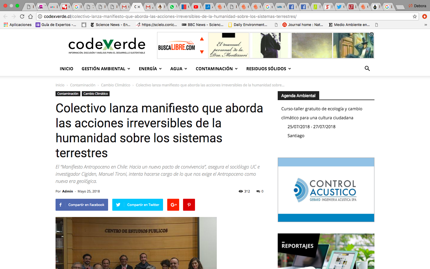 Colectivo lanza manifiesto que aborda las acciones irreversibles de la humanidad sobre los sistemas terrestres