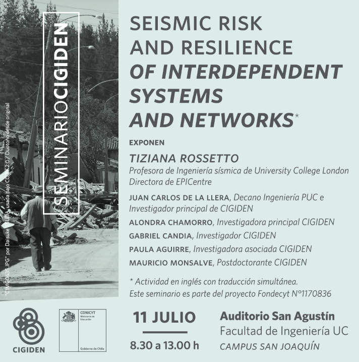 Seminario CIGIDEN: «Seismic risk and resilience of interdependent system and networks»
