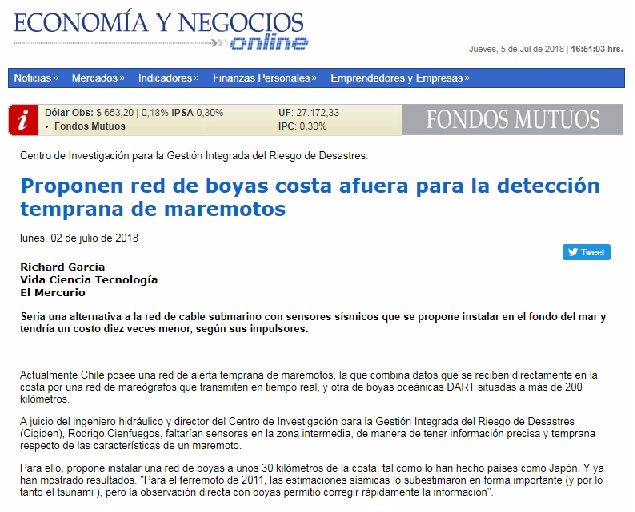 Proponen red de boyas costa afuera para la detección temprana de maremotos