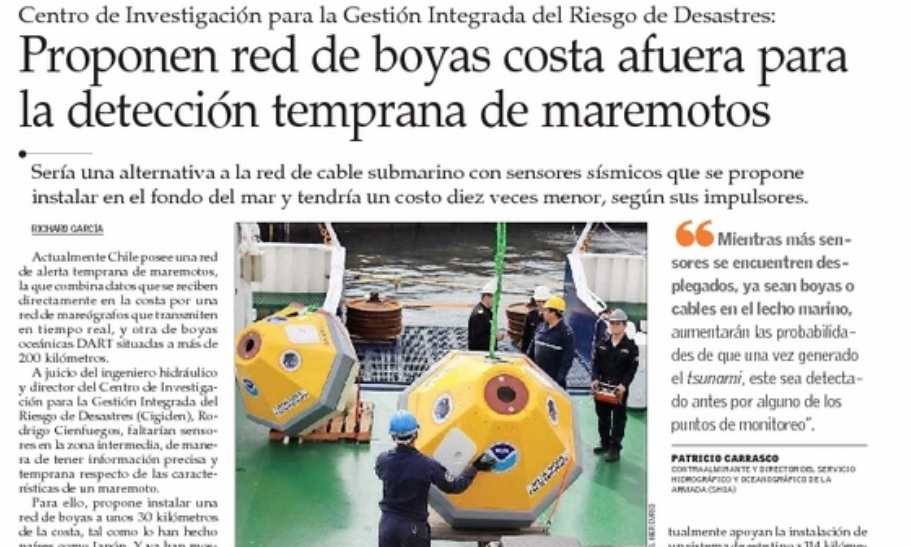 CIGIDEN propone red de boyas con sensores sísmicos para detección temprana de maremotos