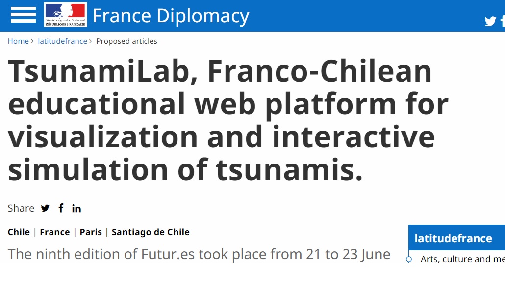 Francie diplomatie: TsunamiLab, plataforma educativa franco-chilena para la visualización y simulación interactiva de tsunamis.