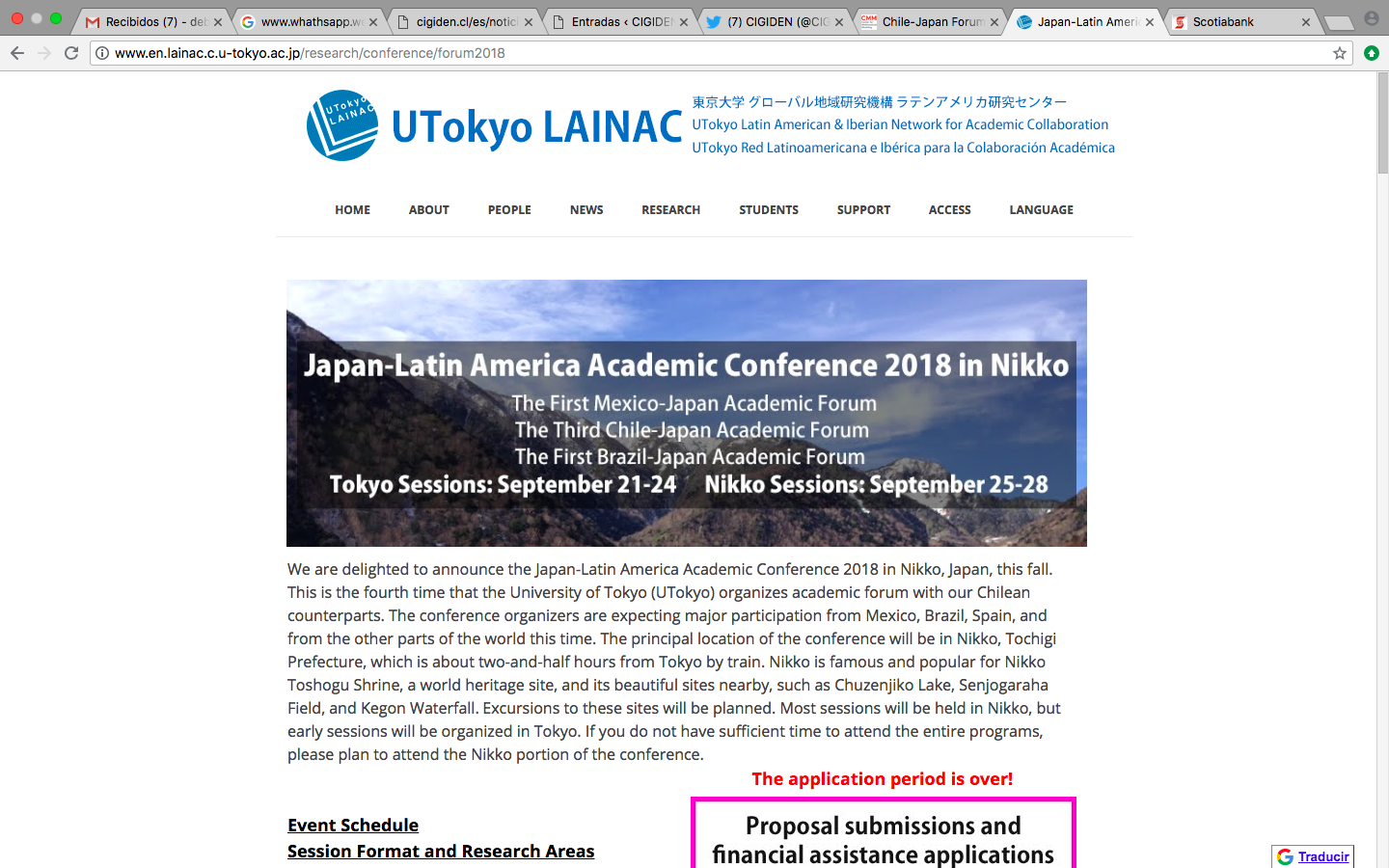 Agenda Académica: Foro científico en Japón