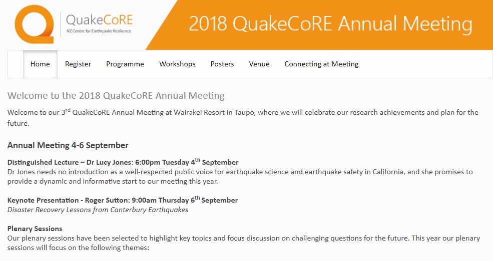 Agenda Académica: 3rd QuakeCoRE Annual Meeting en Nueva Zelanda