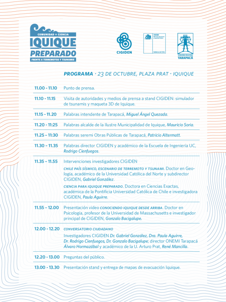 Encuentro ciudadano en Iquique reunirá a científicos, autoridades regionales y comunidad para la preparación frente amenazas naturales