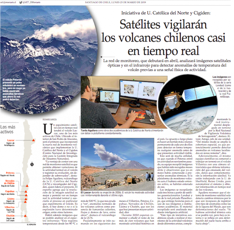El Mercurio: Satélites vigilarán volcanes chilenos casi en tiempo real
