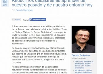 La Tercera: Reducir los desastres es aprender de nuestro pasado y de nuestro entorno hoy