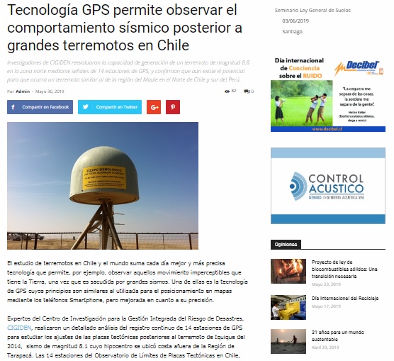 CodeXverde: Tecnología GPS permite observar el comportamiento sísmico posterior a grandes terremotos en Chile