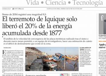 El Mercurio: Terremoto de Iquique solo liberó el 20% de la energía acumulada desde 1877