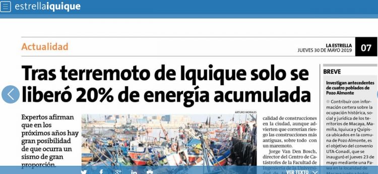 La Estrella de Iquique: sólo se liberó 20 % de la energía tras terremoto