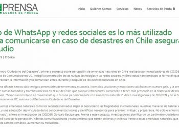 AdPRENSA: Uso de WhatsApp y redes sociales es lo más utilizado para comunicarse en caso de desastres en Chile asegura estudio