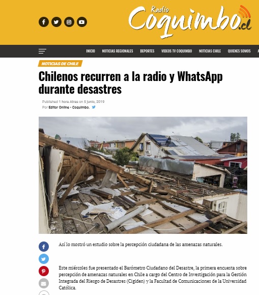 Radio Coquimbo: chilenos recurren a la radio y WhatsApp durante desastres