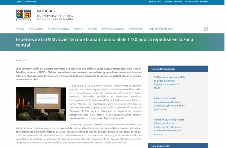 USM Noticias: Expertos de la USM advierten que tsunami como el de 1730 podría repetirse en la zona central