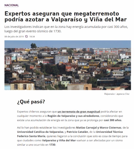 Ahora Noticias Mega: Expertos aseguran que megaterremoto podría azotar a Valparaíso y Viña del Mar