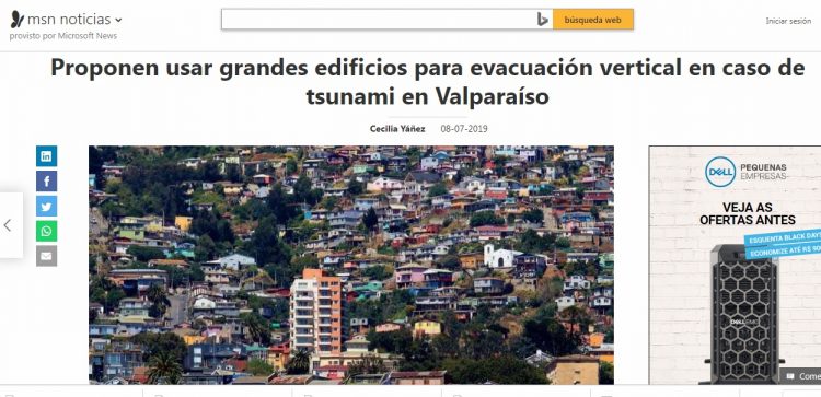 MSN Noticias: Proponen usar grandes edificios para evacuación vertical en caso de tsunami en Valparaíso