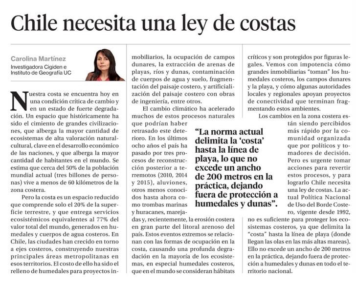 La Segunda: Chile necesita una ley de costas