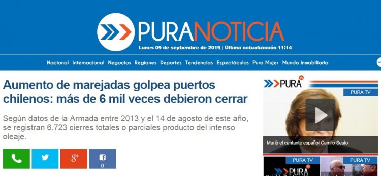 Pura Noticia: Aumento de marejadas golpea puertos chilenos