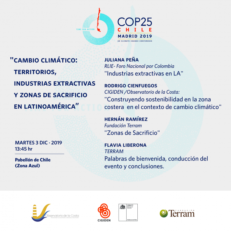 Charla: Cambio climático, territorio, industrias extractivas y zonas de sacrificio en latinoamérica