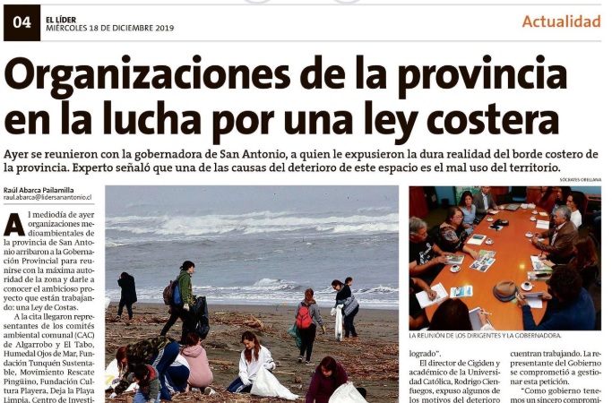El líder de San Antonio: Organizaciones de la provincia en la lucha por una ley de costa
