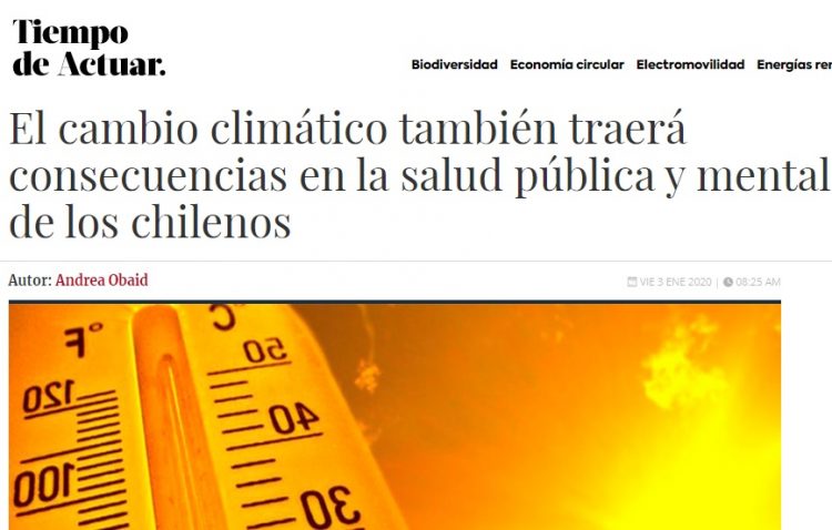 La Tercera: El cambio climático también traerá consecuencias en la salud pública y mental de los chilenos