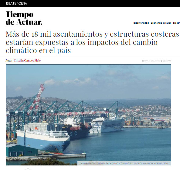 La Tercera: Más de 18 mil asentamientos y estructuras costeras estarían expuestas a los impactos del cambio climático en el país