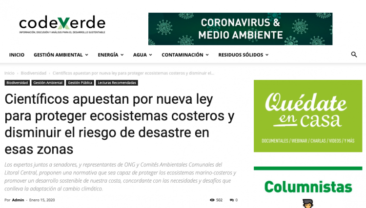 Codex Verde: Científicos apuestan por nueva ley para proteger ecosistemas costeros y disminuir el riesgo de desastre en esas zonas