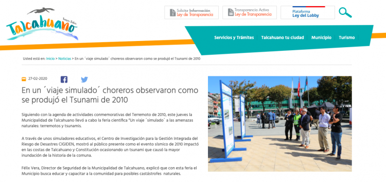 Talcahuano.cl: En un «viaje simulado» choreros observaron como se produjo el Tsunami de 2010
