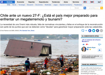 Emol: Chile ante un nuevo 27-F: ¿Está el país mejor preparado para enfrentar un megaterremoto y tsunami?