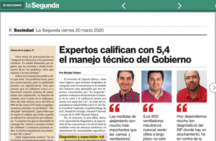 La Segunda: Expertos califican con 5,4 el manejo técnico del Gobierno