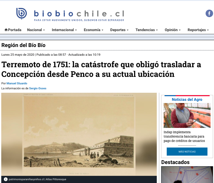 Bío Bío Chile.cl: Terremoto de 1751: la catástrofe que obligó trasladar a Concepción desde Penco a su actual ubicación