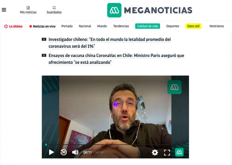 Meganoticias.cl: Investigador chileno y avance del coronavirus: «No sabemos cuándo llegará el peak a Chile»