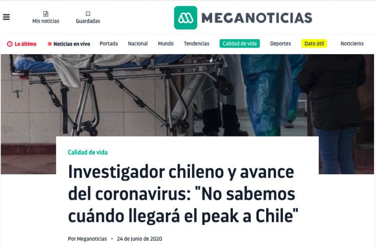 Meganoticias.cl: Investigador chileno y avance del coronavirus: «No sabemos cuándo llegará el peak a Chile»