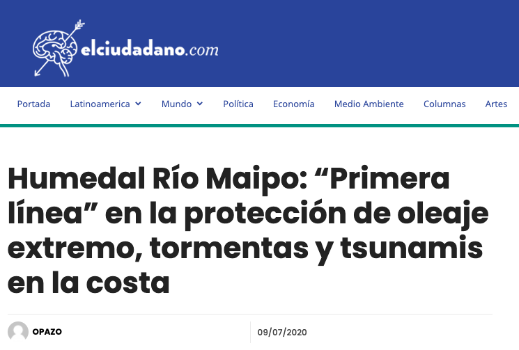 El Ciudadano.com: Humedal Río Maipo: “Primera línea” en la protección de oleaje extremo, tormentas y tsunamis en la costa
