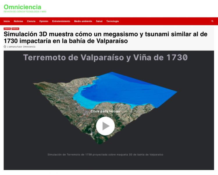 Omniciencia.cl: Simulación 3D muestra cómo un megasismo y tsunami similar al de 1730 impactaría en la bahía de Valparaíso
