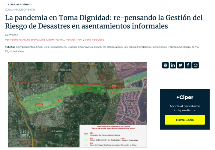 La pandemia en Toma Dignidad: re-pensando la Gestión del Riesgo de Desastres en asentamientos informales