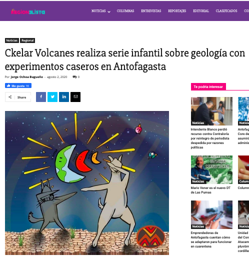 El Regionalista.cl: Ckelar Volcanes realiza serie infantil sobre geología con experimentos caseros en Antofagasta