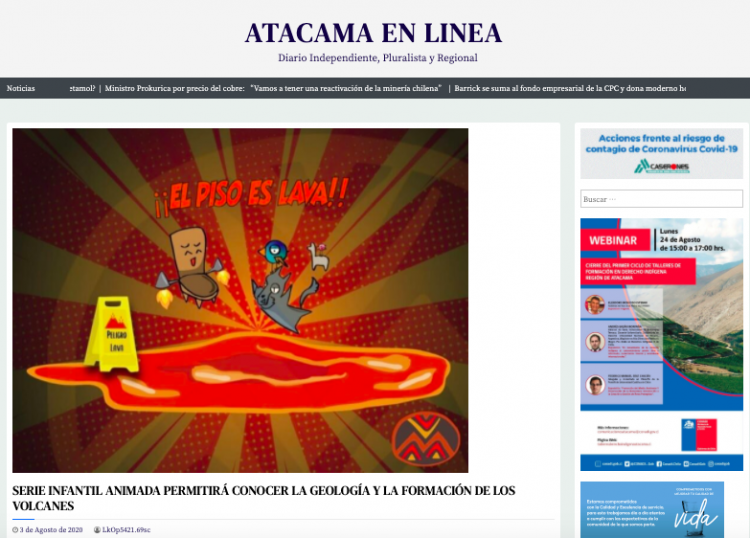 Atacama en Línea.cl: Serie infantil animada permitirá conocer la geología y la formación de los volcanes