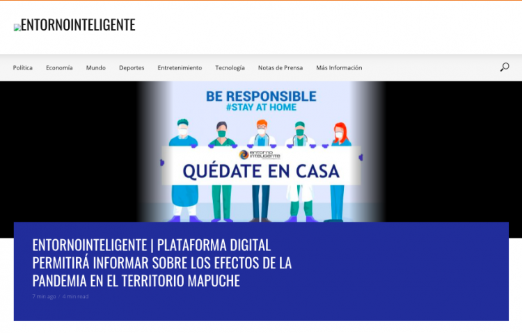 Entorno Inteligente.cl: Plataforma digital permitirá informar sobre los efectos de la pandemia en el territorio mapuche