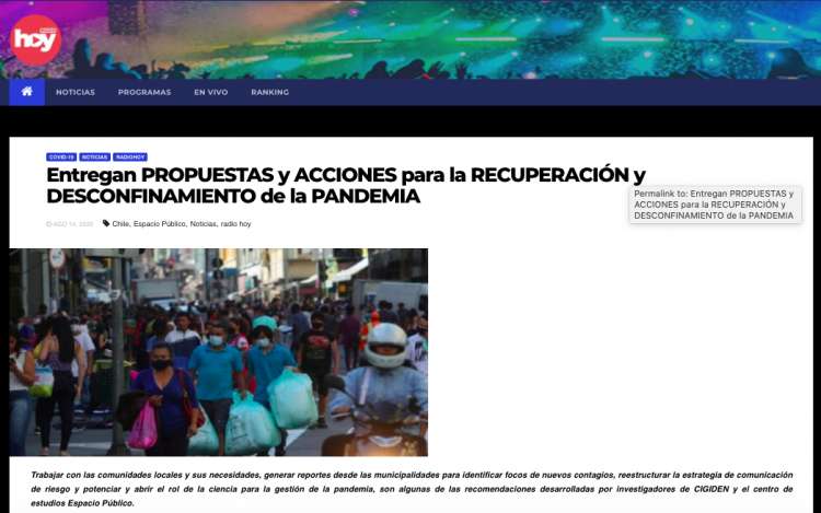 Radio Hoy.cl: Entregan propuestas y acciones para la recuperación y desconfinamiento de la pandemia