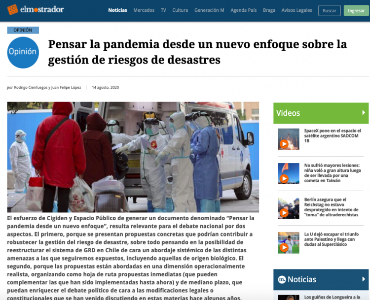 Pensar la pandemia desde un nuevo enfoque sobre la gestión de riesgos de desastres